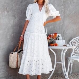 Vici White Eyelet Maxi Dress